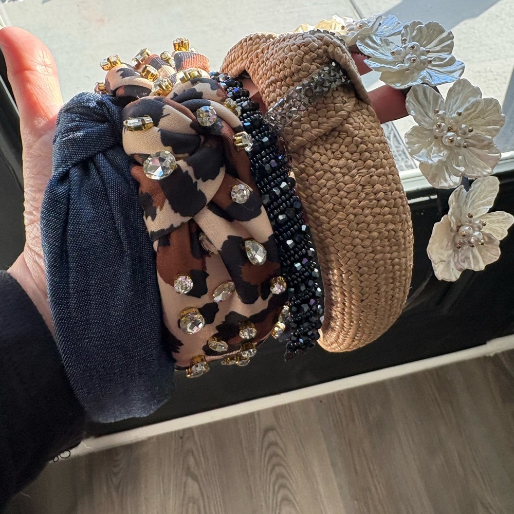 Elegant Women's Headband Set - Blue, Brown, Silver